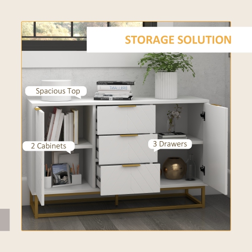 HOMCOM 47" Sideboard Buffet Cabinet with Storage, Contemporary Coffee Bar with Adjustable Shelves and Metal Legs, Kitchen Storage Cabinet with