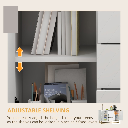 HOMCOM 47" Sideboard Buffet Cabinet with Storage, Contemporary Coffee Bar with Adjustable Shelves and Metal Legs, Kitchen Storage Cabinet with