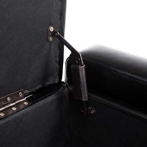 HOMCOM 42" Deluxe Faux Leather Padded Storage Ottoman Bench Foot Stool Seat Chair with Organizer, Black