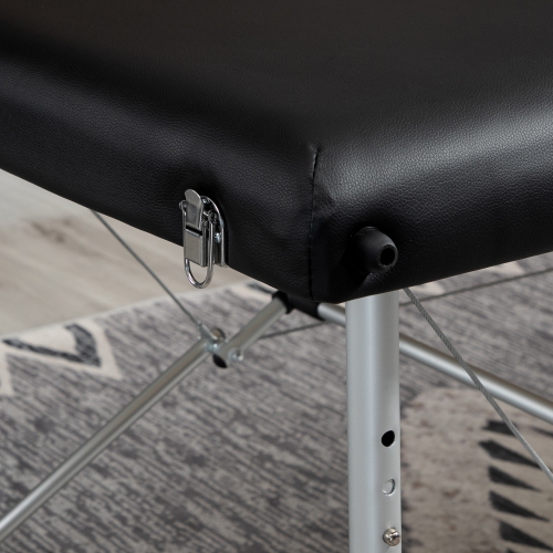 Table de massage pliable de 83&nbsp;po à 2 sections Salon professionnel SPA Lit taupé noir avec sac de transport de HOMCOM