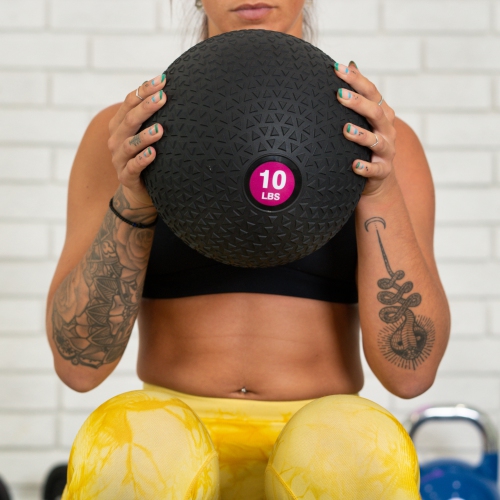 PRISP Weighted Medicine Slam Ball - Fitness Ball with Easy Grip Textured Surface, 10 lb