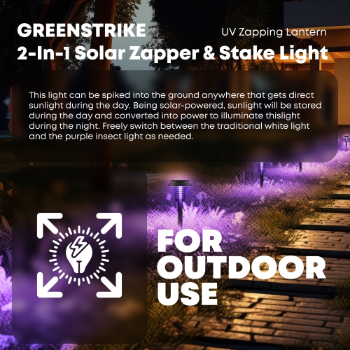 GREENSTRIKE 2 In 1 Solar Zapper & Stake Light - 964