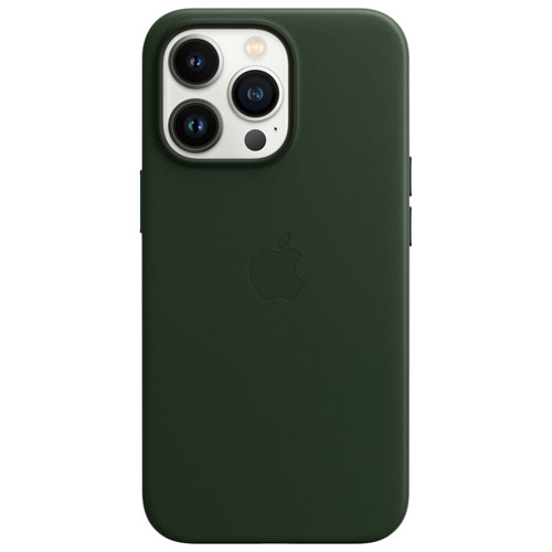 Étui souple ajusté en cuir avec MagSafe d'Apple pour iPhone 13 Pro - Vert séquoia