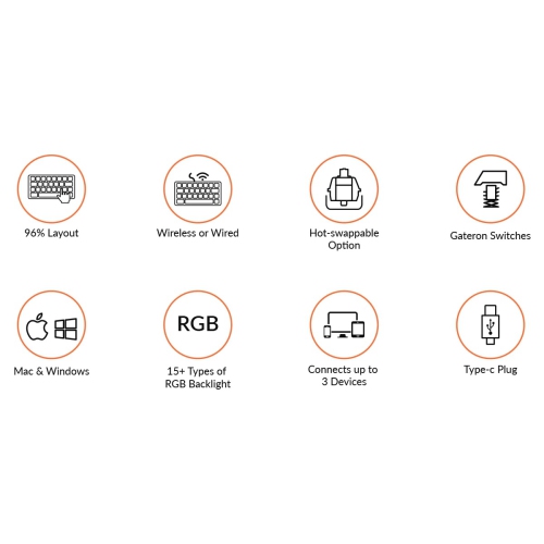 Keychron K4 V2 Wireless Mechanical Keyboard - Black - RGB - Gateron Pro Brown - 96% Layout - Windows Mac OS Linux Android
