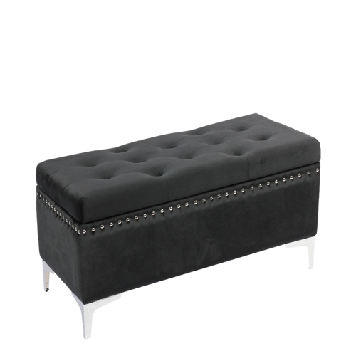 JESSAR  - Ottoman / Footstool On Legs, Rectangular, From The Codi Collection Velvet In Black