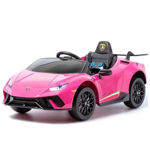 KidsVIP Kids Ride On Lamborghini Huracan 12V Battery Powered 4x4 AWD Electric Car: Rubber Wheels, 1 Leather Seat, Music Player, Lights, Remote