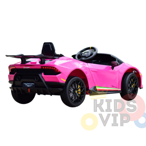 KidsVIP Kids Ride On Lamborghini Huracan 12V Battery Powered 4x4 AWD Electric Car: Rubber Wheels, 1 Leather Seat, Music Player, Lights, Remote