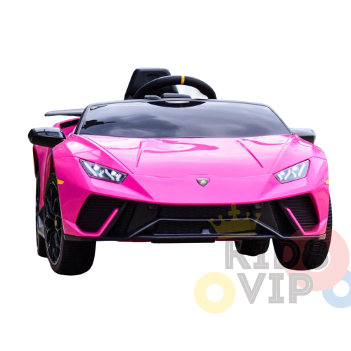 KidsVIP Kids Ride On Lamborghini Huracan 12V Battery Powered 4x4 AWD Electric Car: Rubber Wheels, 1 Leather Seat, Music Player, Lights, Remote