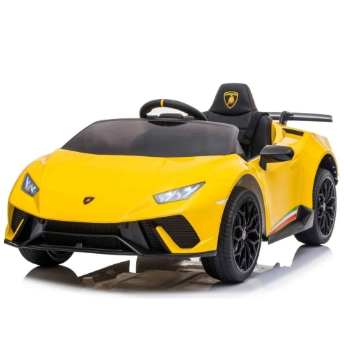 Jouet porteur pour enfants Lamborghini Huracan 12&nbsp;V à batterie 4x4 TI de KidsVIP&nbsp;: Roues en caoutchouc, 1 siège en cuir, lecteur de