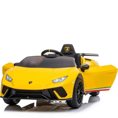 KidsVIP Kids Ride On Lamborghini Huracan 12V Battery Powered 4x4 AWD Electric Car: Rubber Wheels, 1 Leather Seat, Music Player, Lights, Remote