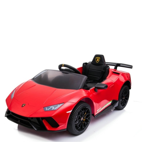 KidsVIP Kids Ride On Lamborghini Huracan 12V Battery Powered 4x4 AWD Electric Car: Rubber Wheels, 1 Leather Seat, Music Player, Lights, Remote