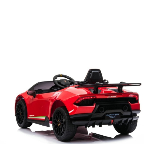 KidsVIP Kids Ride On Lamborghini Huracan 12V Battery Powered 4x4 AWD Electric Car: Rubber Wheels, 1 Leather Seat, Music Player, Lights, Remote