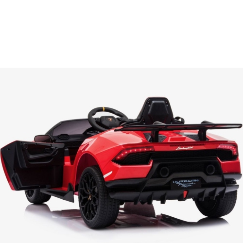 KidsVIP Kids Ride On Lamborghini Huracan 12V Battery Powered 4x4 AWD Electric Car: Rubber Wheels, 1 Leather Seat, Music Player, Lights, Remote