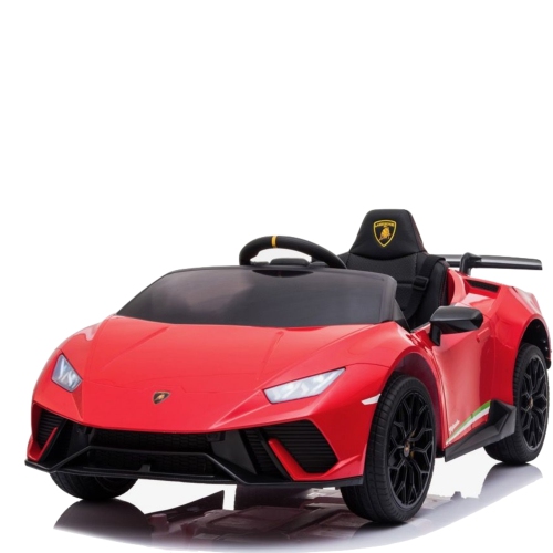 KidsVIP Kids Ride On Lamborghini Huracan 12V Battery Powered 4x4 AWD Electric Car: Rubber Wheels, 1 Leather Seat, Music Player, Lights, Remote