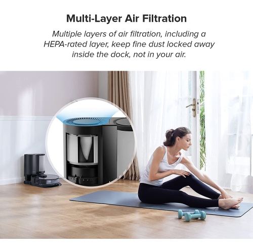 Roborock S7+ Robot Vacuum and Sonic Mop with Auto-Empty Dock, Stores up to 8-Weeks of Dust, Auto Lifting Mop, Ultrasonic Carpet Detection, 2500Pa Suction, Multi-Level Mapping, App Control, Black