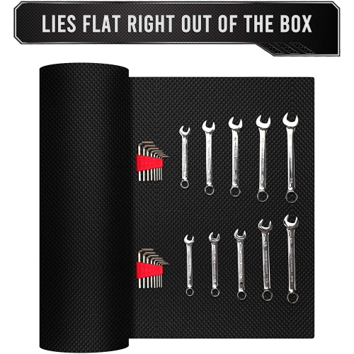 Precision Defined Professional Grade Tool Box Liner, 16" x 16 ft, Black | Non-Slip Thick Cabinet Shelf Liner