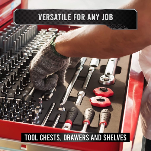 Precision Defined Professional Grade Tool Box Liner, 16" x 16 ft, Black | Non-Slip Thick Cabinet Shelf Liner