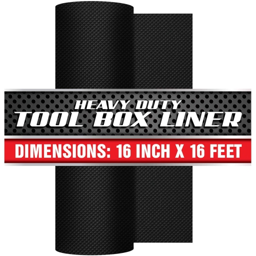 Precision Defined Professional Grade Tool Box Liner, 16" x 16 ft, Black | Non-Slip Thick Cabinet Shelf Liner