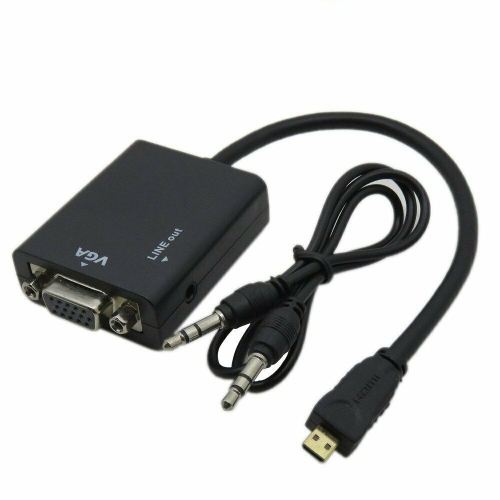 Mini HDMI Male to VGA Female Audio Video Converter Adapter For HDTV,PC,TV,Laptop