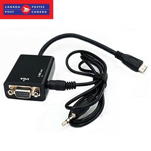 Mini HDMI Male to VGA Female Audio Video Converter Adapter For HDTV,PC,TV,Laptop