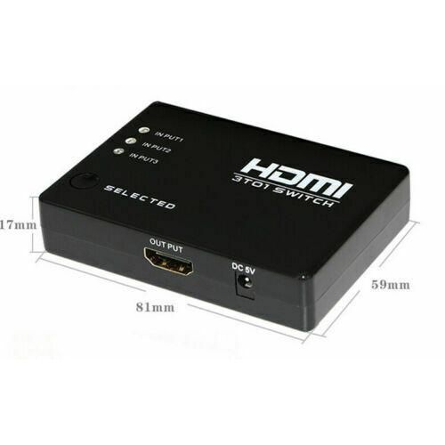 HDMI Switch Splitter Switcher Box 3 in 1 Out Monitor Supports 3D Full HD Remote