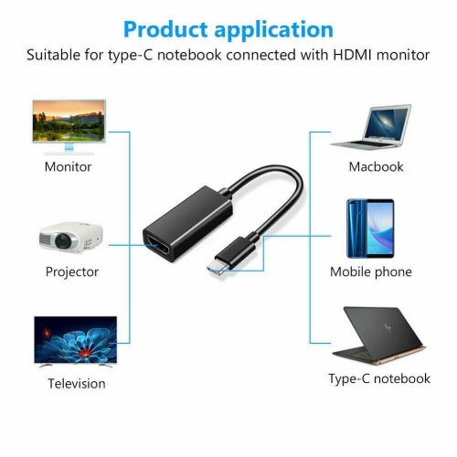 USB C Type C To HDMI Cable TV AV Adapter Mobile Phone Tablet HDTV For Android CA