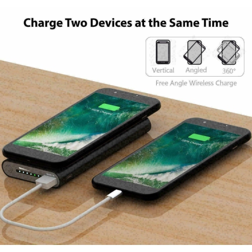 Qi Wireless Power Bank 10000mAh Dual USB Backup Fast Charger External Battery