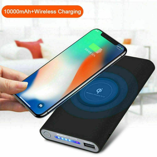Qi Wireless Power Bank 10000mAh Dual USB Backup Fast Charger External Battery
