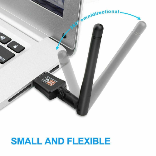 AC600 Mbps Dual Band 2.4/5Ghz Wireless USB WiFi Network Adapter w/Antenna 802.11