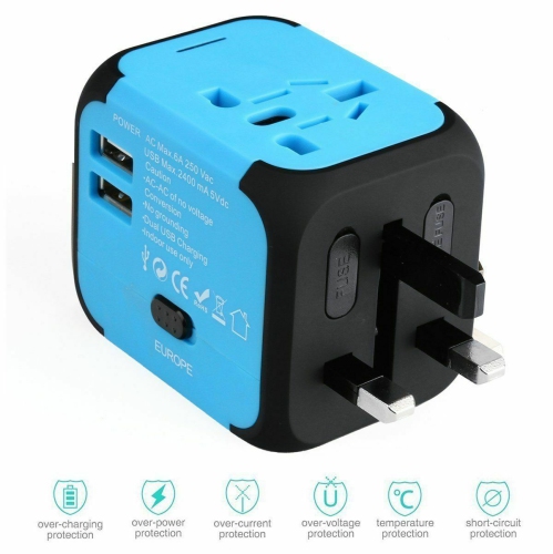 Universal International Travel Adapter 2 USB Power Plug Charger Converter Socket
