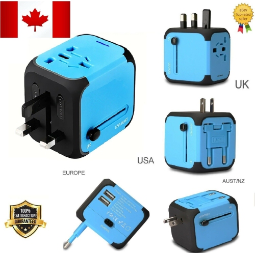 Universal International Travel Adapter 2 USB Power Plug Charger Converter Socket