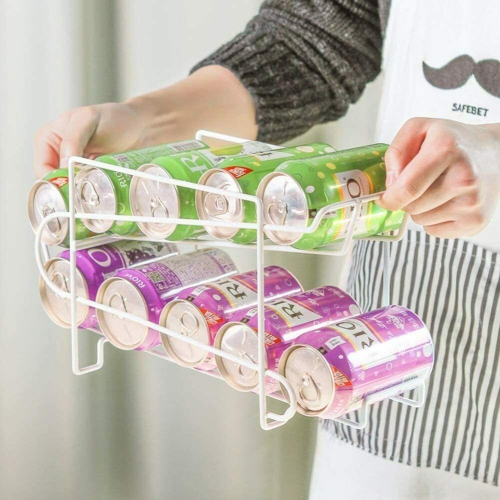 Double-Layer Juice Beer Cola Organizer Storage Stand Shelf Rack Food Can Holder