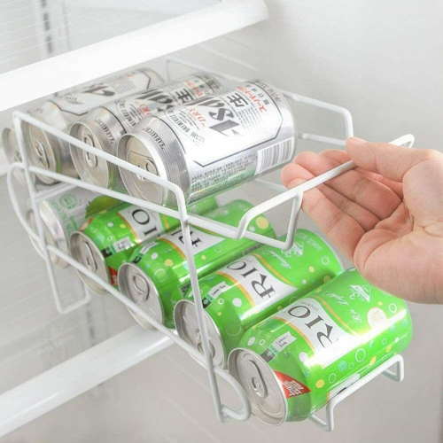 Double-Layer Juice Beer Cola Organizer Storage Stand Shelf Rack Food Can Holder