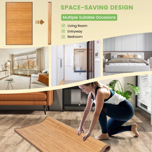 Costway 5' X 8' Bamboo Area Rug Floor Carpet Natural Bamboo Wood Indoor