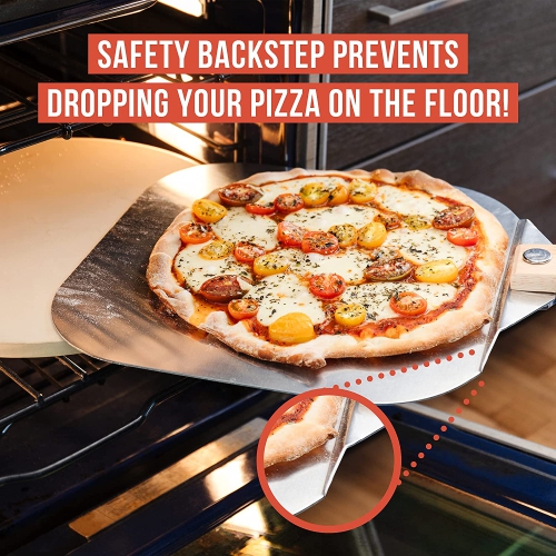 Pelle à pizza en aluminium et en métal chef Pomodoro avec manche pliable en bois pour un rangement facile spatule à pizza de luxe Gourmet de 12 x 14
