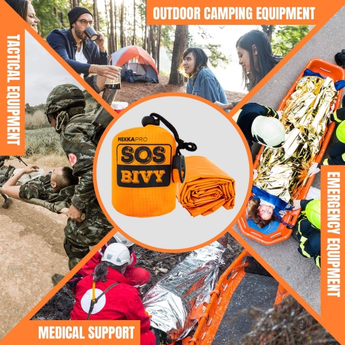 MEKKAPRO SOS Emergency Thermal Bivy Sleeping Bag with Survival Whistle, Survival Bivvy Sack