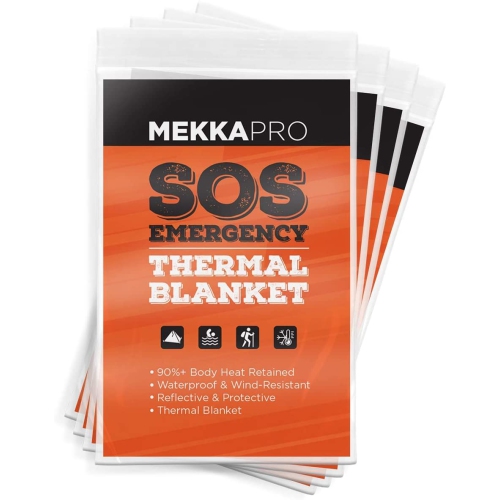MEKKAPRO SOS Camping Emergency Mylar Blankets, Pocket Sized for Emergencies (Silver)