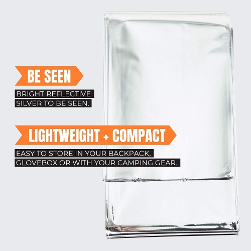 MEKKAPRO SOS Camping Emergency Mylar Blankets, Pocket Sized for Emergencies (Silver)