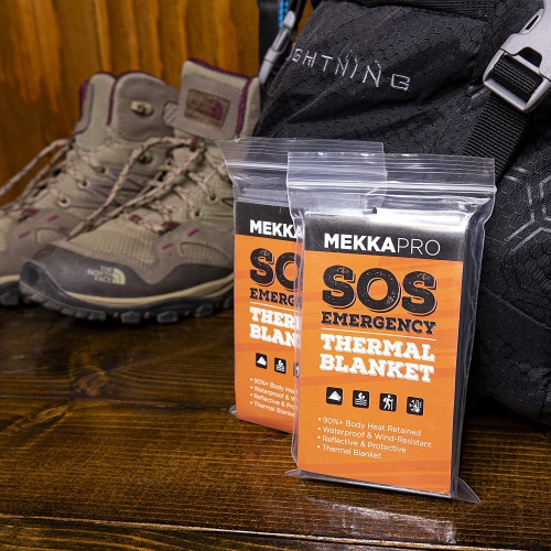 MEKKAPRO SOS Camping Emergency Mylar Blankets, Pocket Sized for Emergencies (Silver)