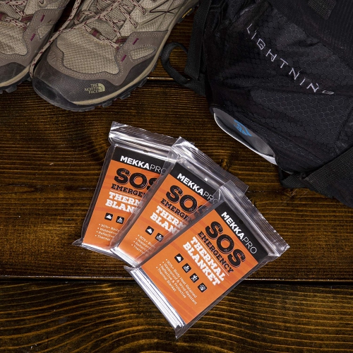 MEKKAPRO SOS Camping Emergency Mylar Blankets, Pocket Sized for Emergencies (Silver)