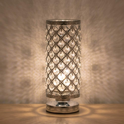 Crystal Table Lamp Modern Night Light, Cylinder Crystal Table Lamps With Prisms