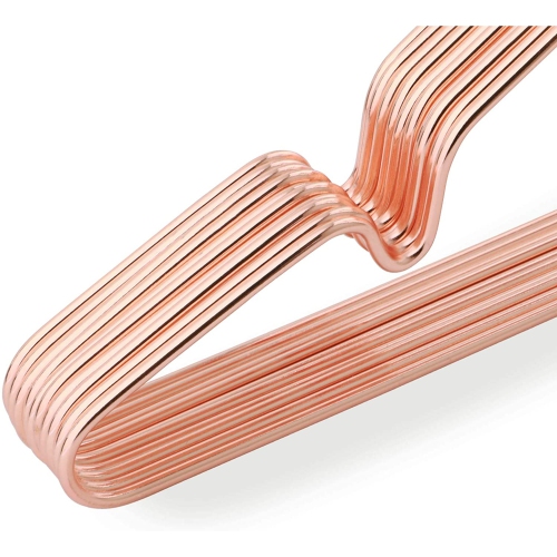 Songmics 20 x Children Sized Rose Gold Stylish Chrome Plated Rust Resistant Space Saving Metal Hangers
