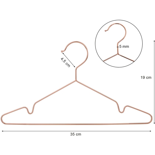Songmics 20 x Children Sized Rose Gold Stylish Chrome Plated Rust Resistant Space Saving Metal Hangers