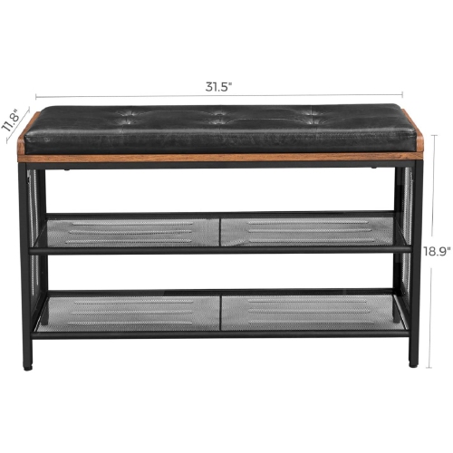 Banc à chaussures industriel avec similicuir rembourré