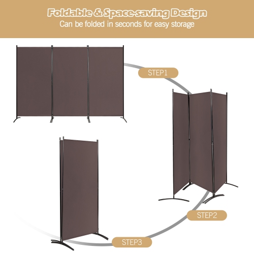 Costway 3-Panel Room Divider Folding Privacy Partition Screen for Office Room
