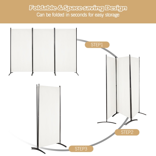 Costway 3-Panel Room Divider Folding Privacy Partition Screen for Office Room