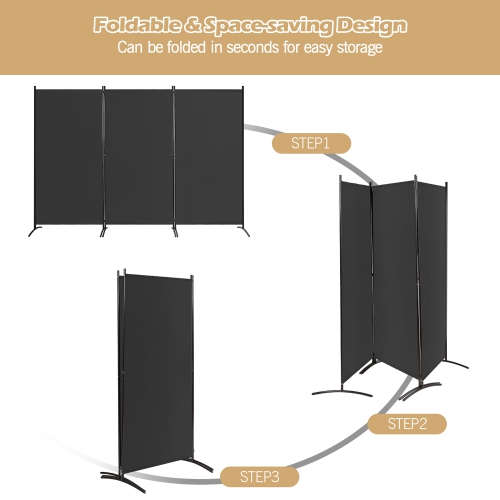 Costway 3-Panel Room Divider Folding Privacy Partition Screen for Office Room