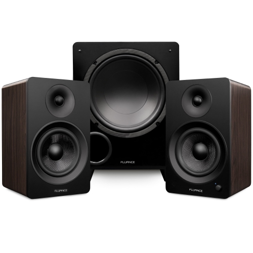 Fluance Ai61 Powered 6.5" Stereo Bookshelf Speakers, DB10 10" Powered Subwoofer, 15ft RCA Subwoofer Cable