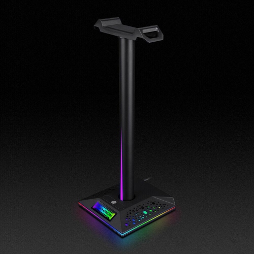 RGB Headphones Desktop Stand Gaming Headset Holder with 3.5mm 2 USB Ports