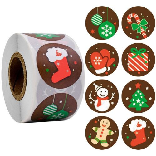 500pcs/Roll Christmas Stickers Candy Bag Sealing Sticker Set for New Year